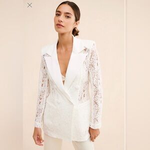 Avec Les Filles Lace Double Breasted Blazer